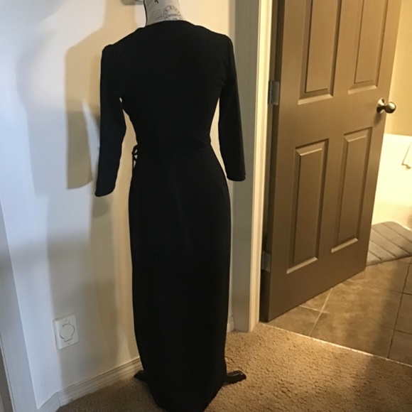 American Apparel Black Wrap Dress Full Length XS - Picture 4 of 6